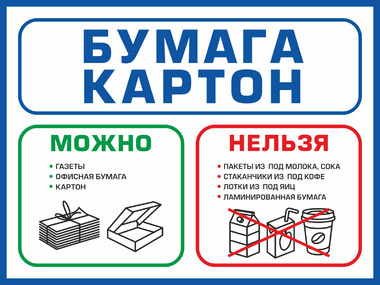 Бумага, картон, можно, нельзя выбрасывать